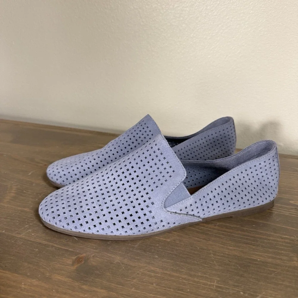 Lucky Brand Womens 11M/43 Blue Suede Carthy Flats Loafers Perforated